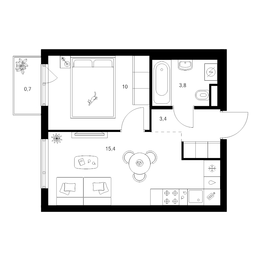 2 ккв (Евро) 33,3 м²