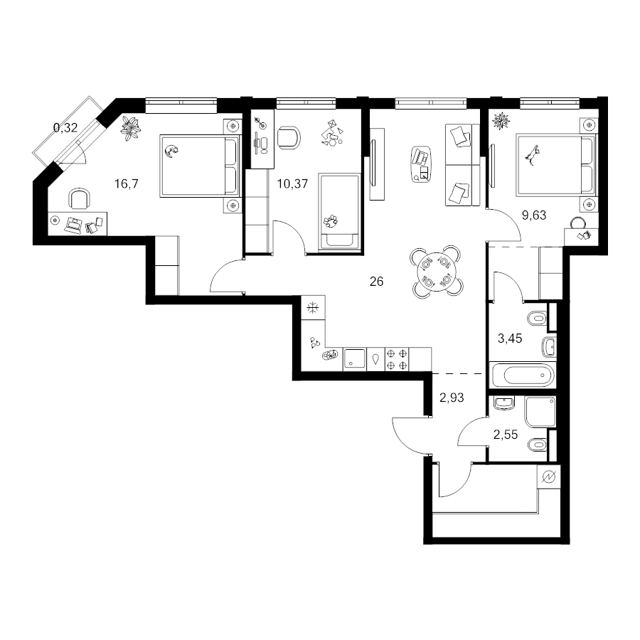 4 ккв (Евро) 80,3 м²