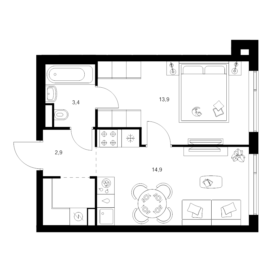 1 ккв 37,8 м²