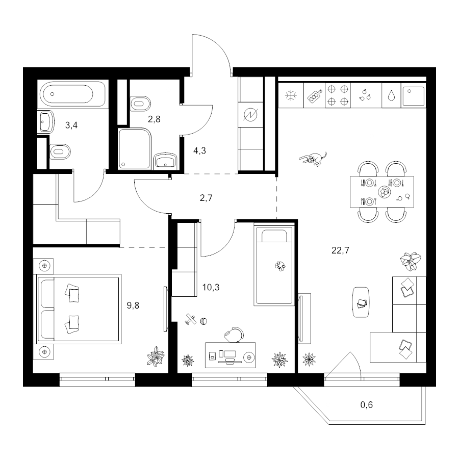 3 ккв (Евро) 62,1 м²