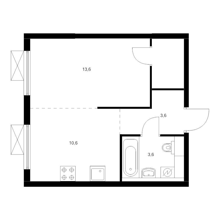 Студия 33,6 м²