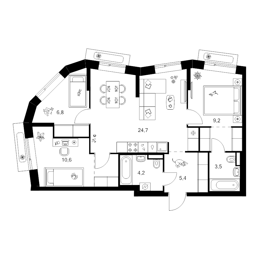 4 ккв (Евро) 70,1 м²