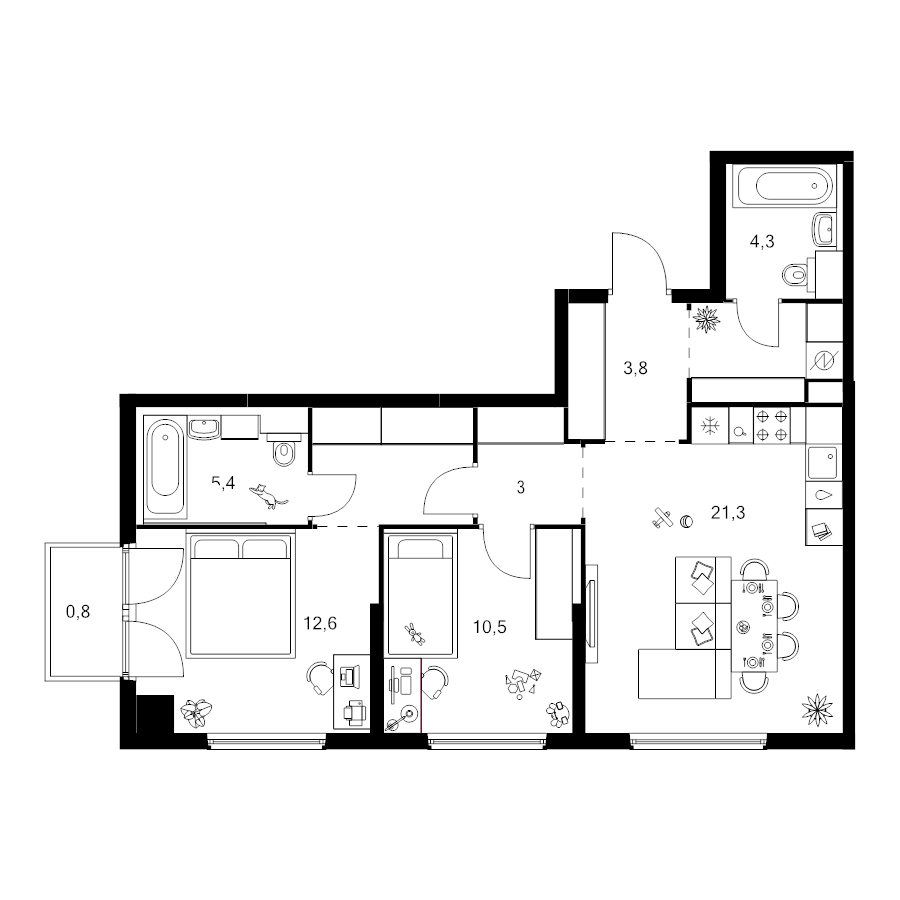3 ккв (Евро) 71 м²
