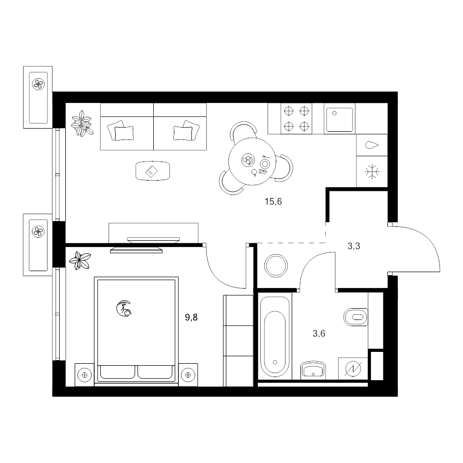 2 ккв (Евро) 32,3 м²