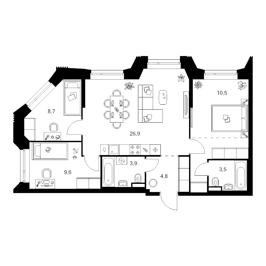 4 ккв (Евро) 73,6 м²