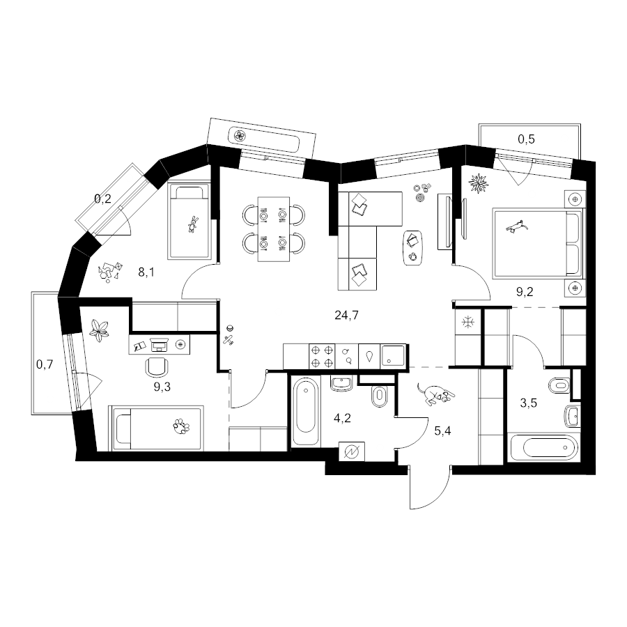 4 ккв (Евро) 71,3 м²
