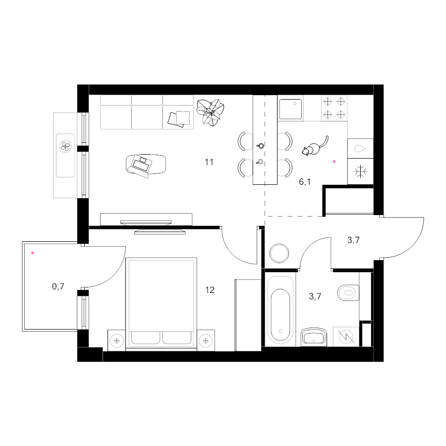 2 ккв (Евро) 37,2 м²