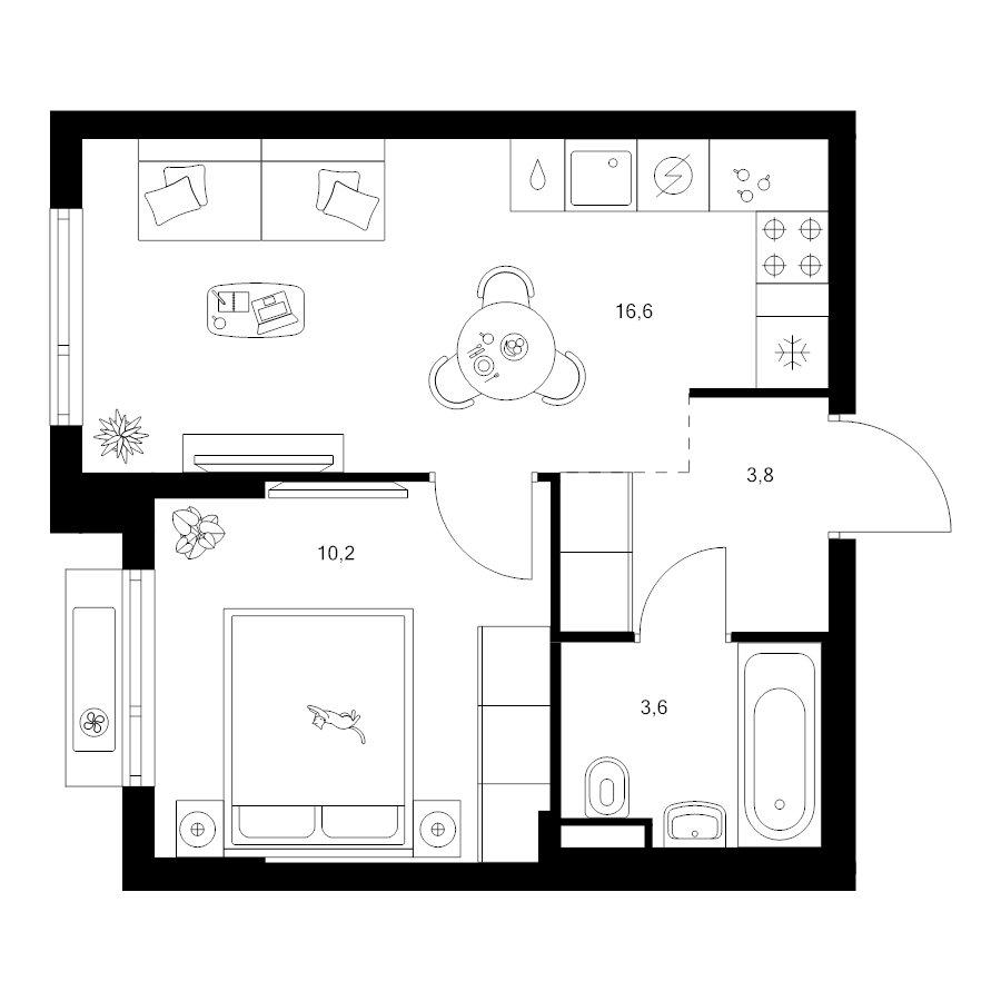 2 ккв (Евро) 34,3 м²