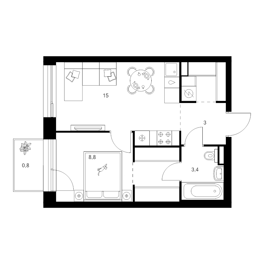 2 ккв (Евро) 37,7 м²