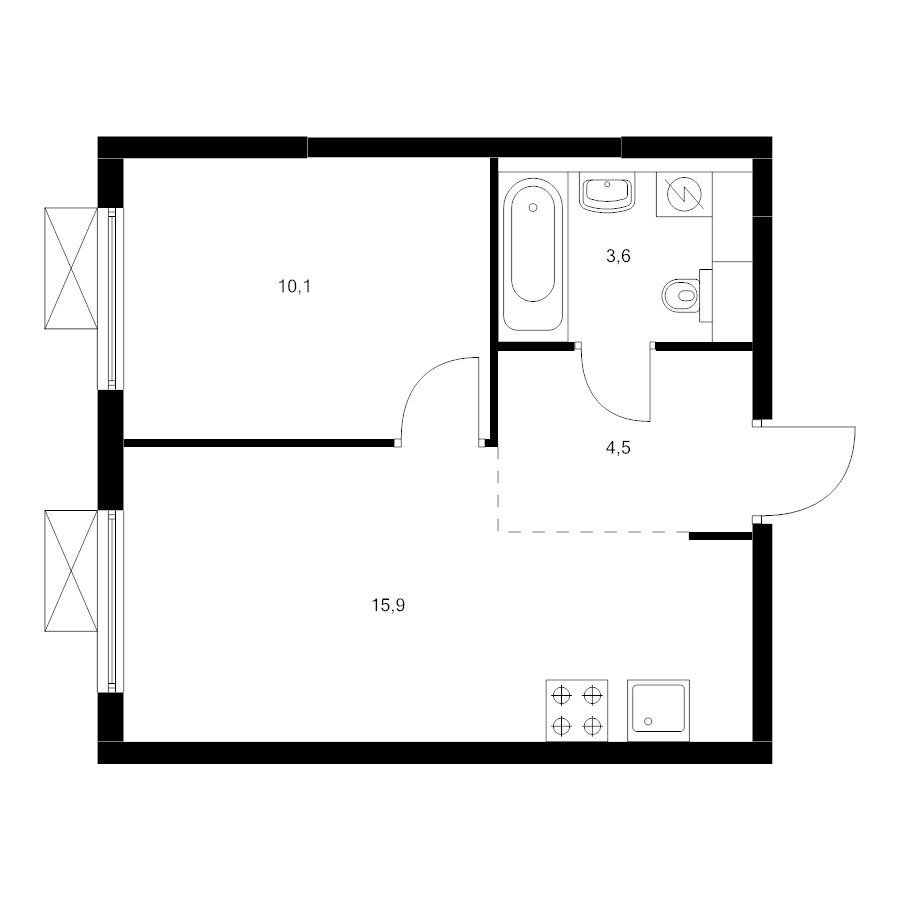 2 ккв (Евро) 33,6 м²