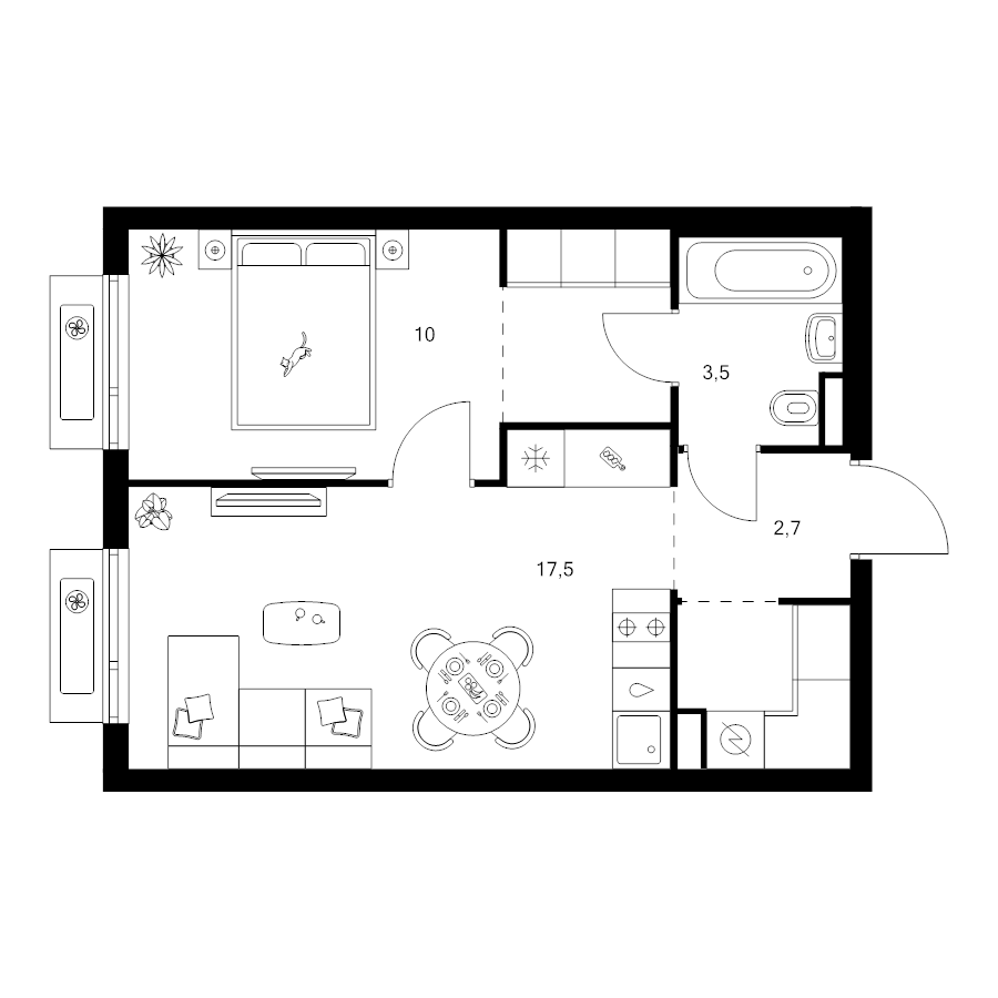 2 ккв (Евро) 40 м²