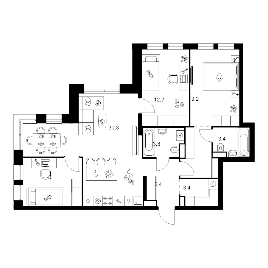 4 ккв (Евро) 87,7 м²