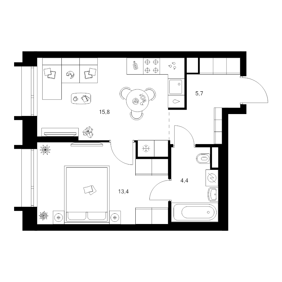 2 ккв (Евро) 39,3 м²