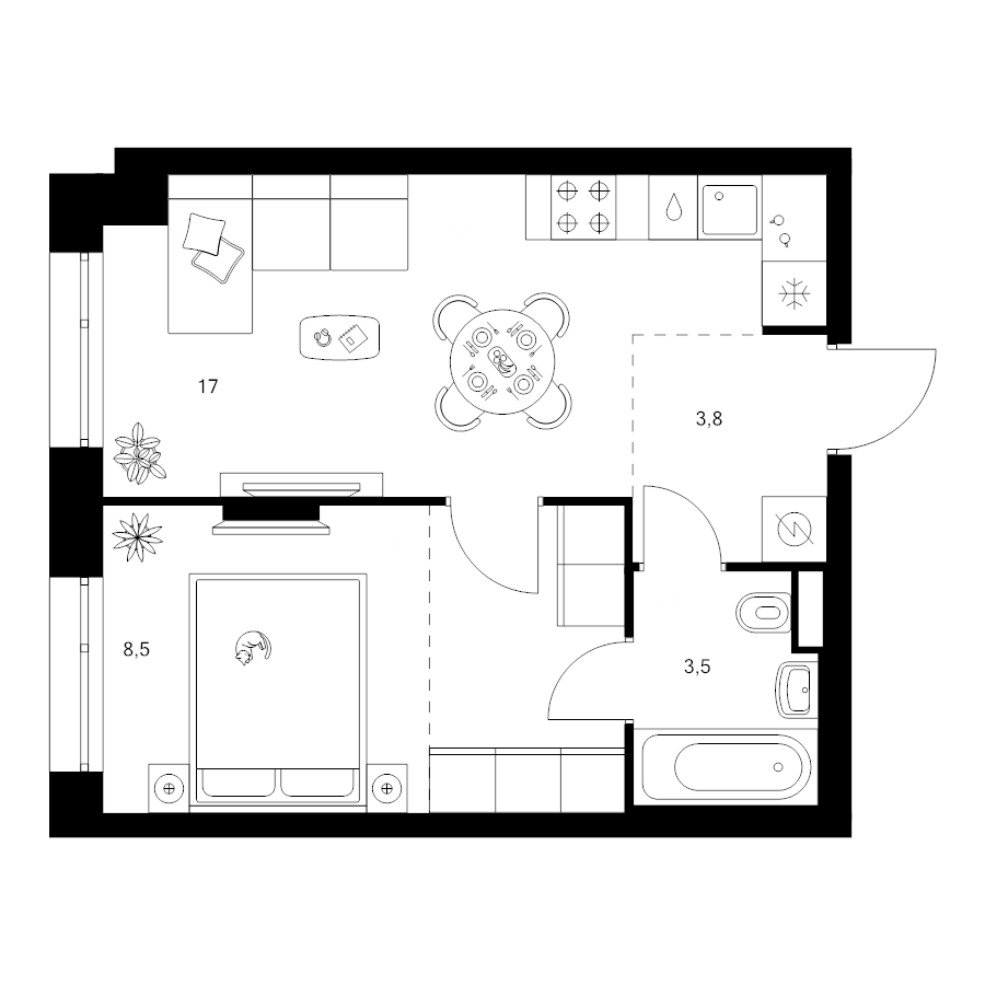2 ккв (Евро) 37,9 м²