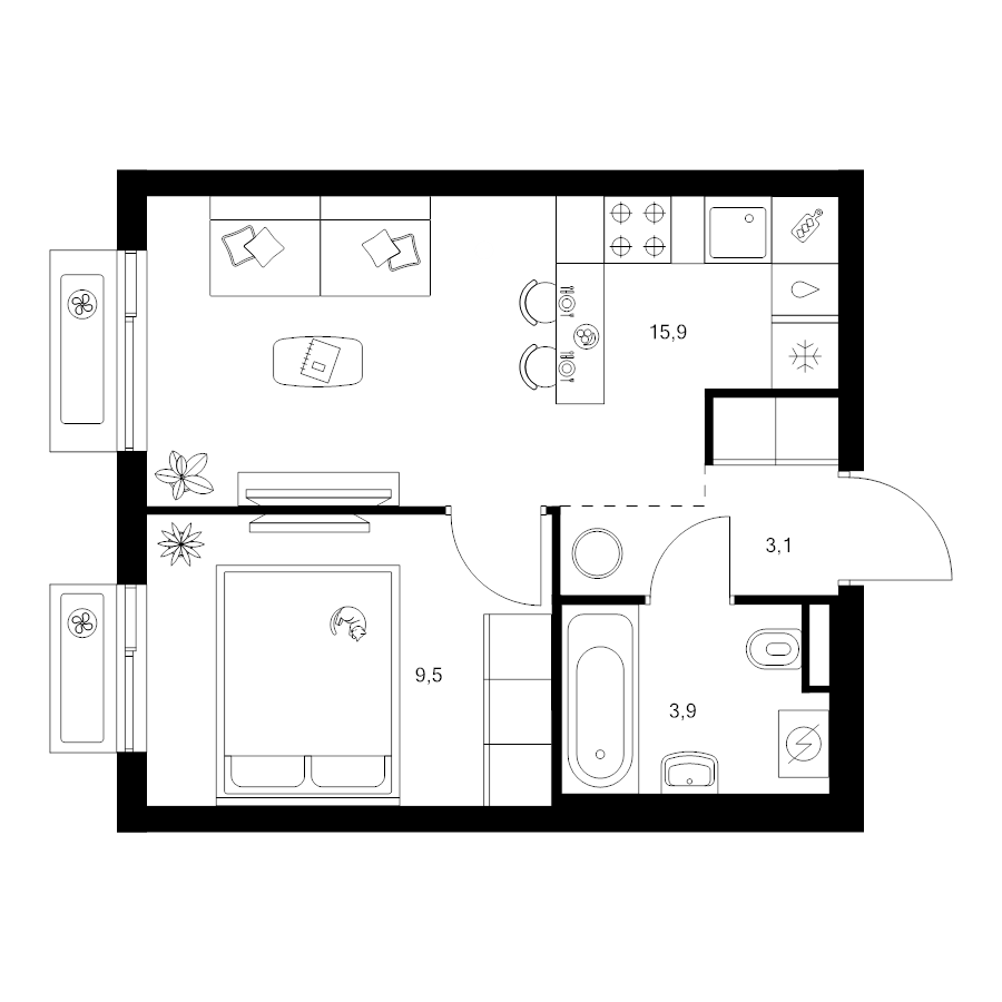 2 ккв (Евро) 32,4 м²