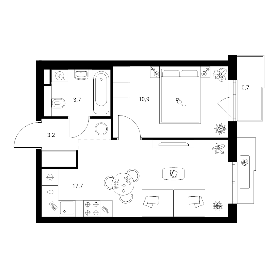 2 ккв (Евро) 36,2 м²