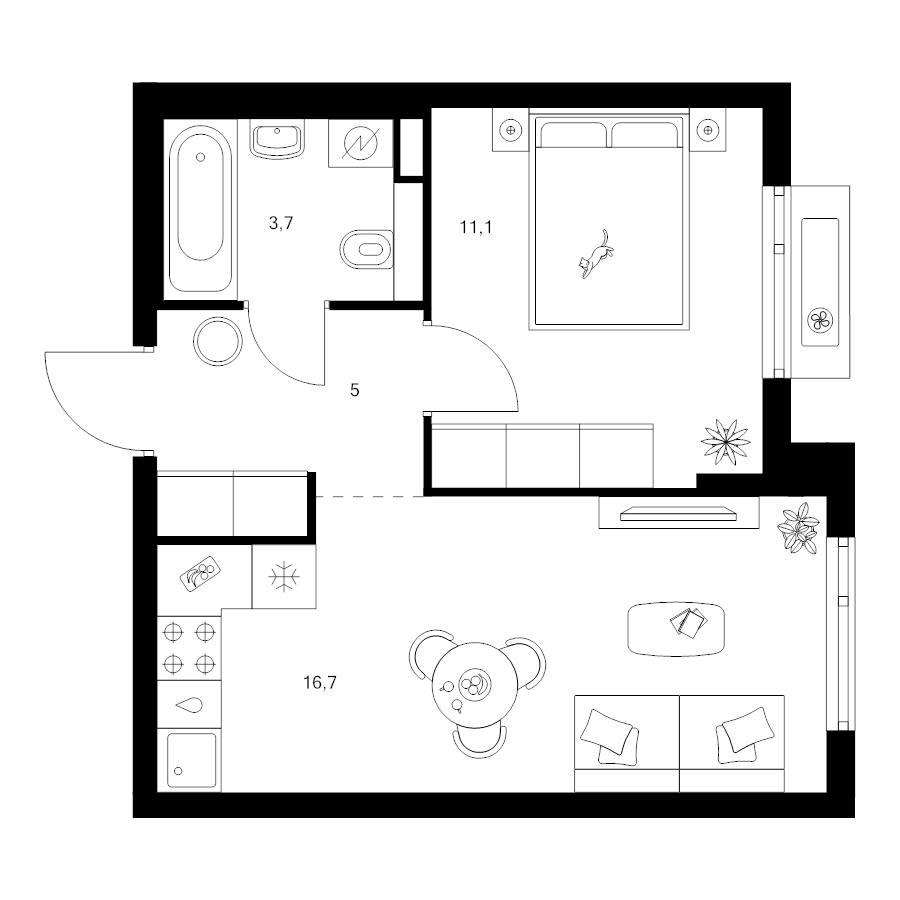 2 ккв (Евро) 36,5 м²