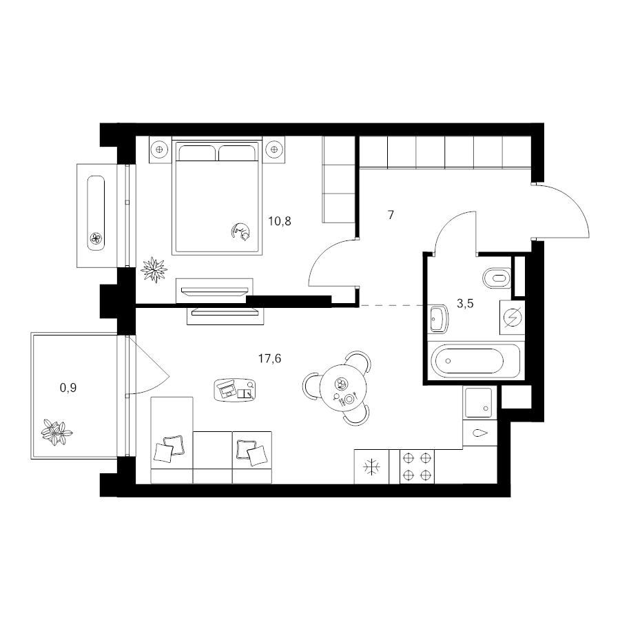 2 ккв (Евро) 39,8 м²