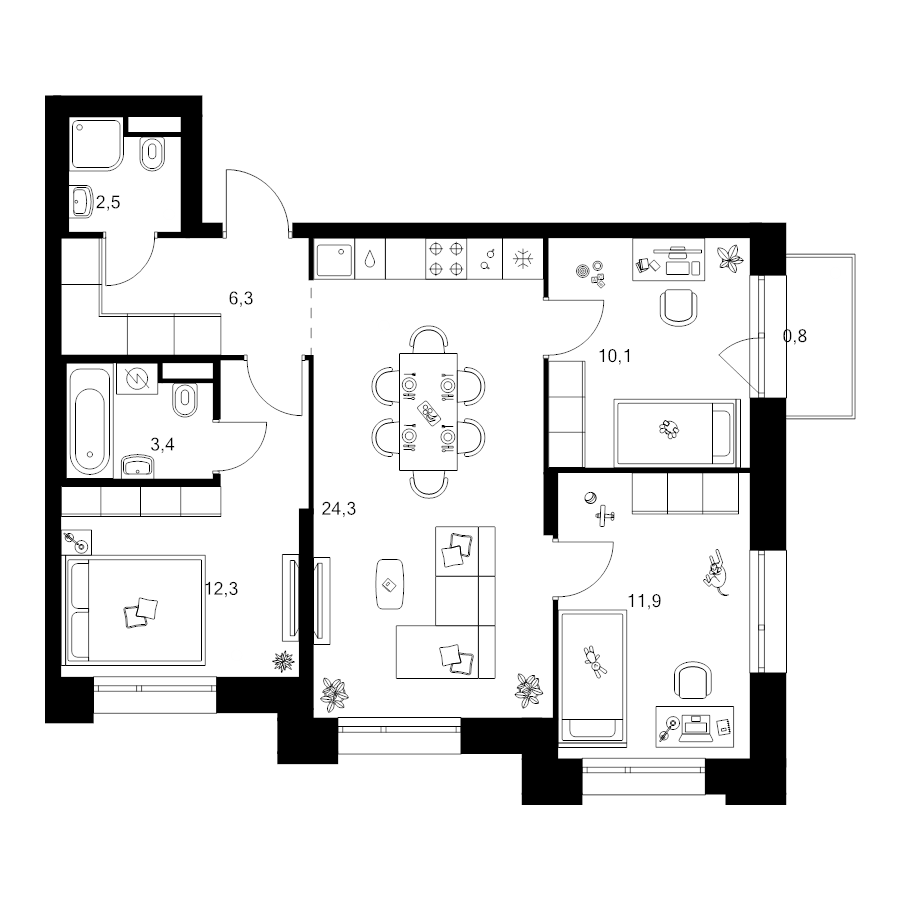 4 ккв (Евро) 71,6 м²