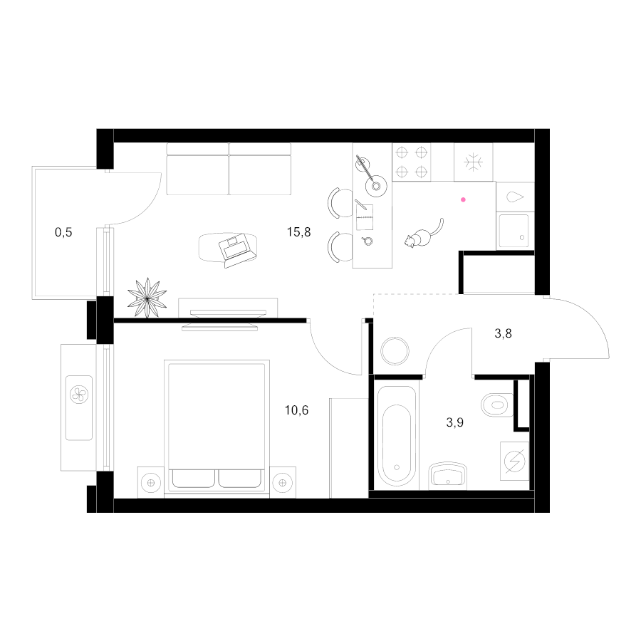 2 ккв (Евро) 34,6 м²