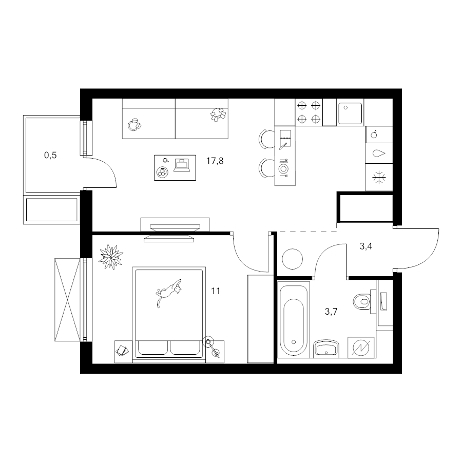 2 ккв (Евро) 36,4 м²