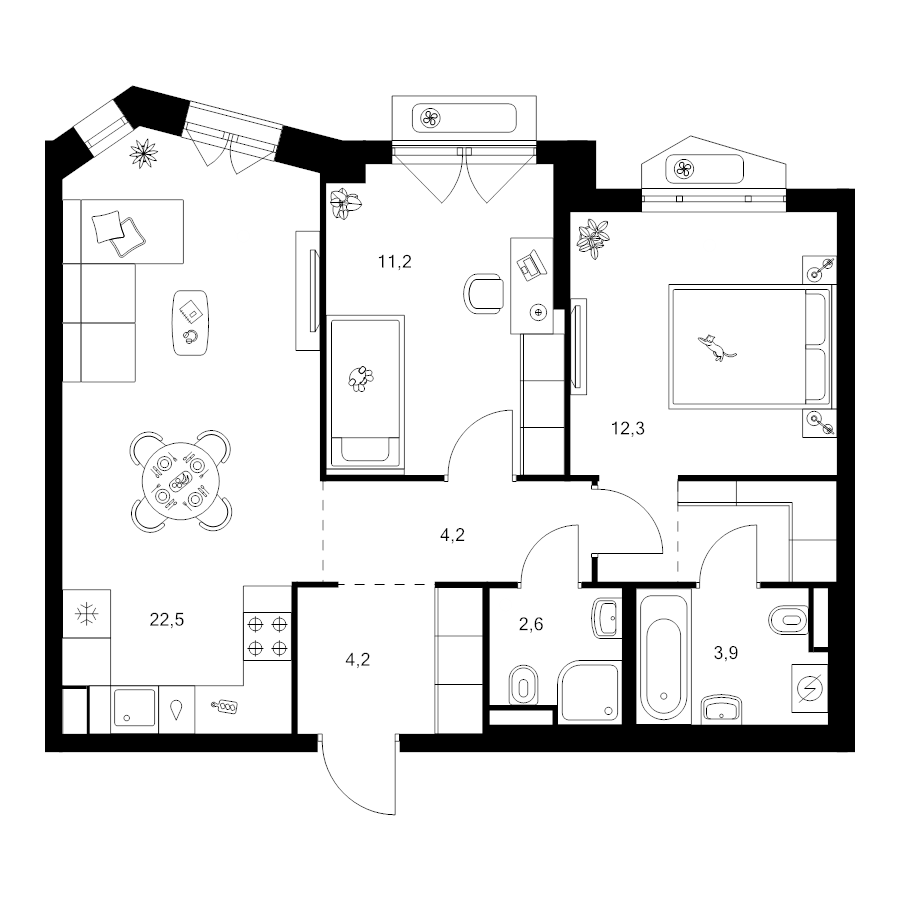3 ккв (Евро) 63,4 м²