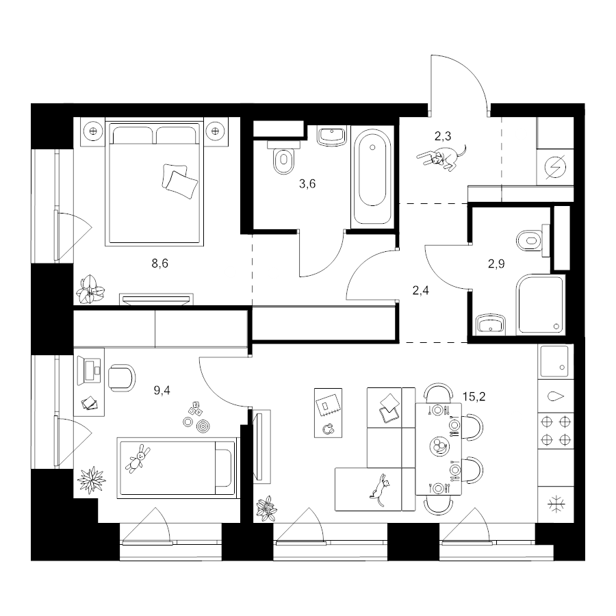 3 ккв (Евро) 49,9 м²