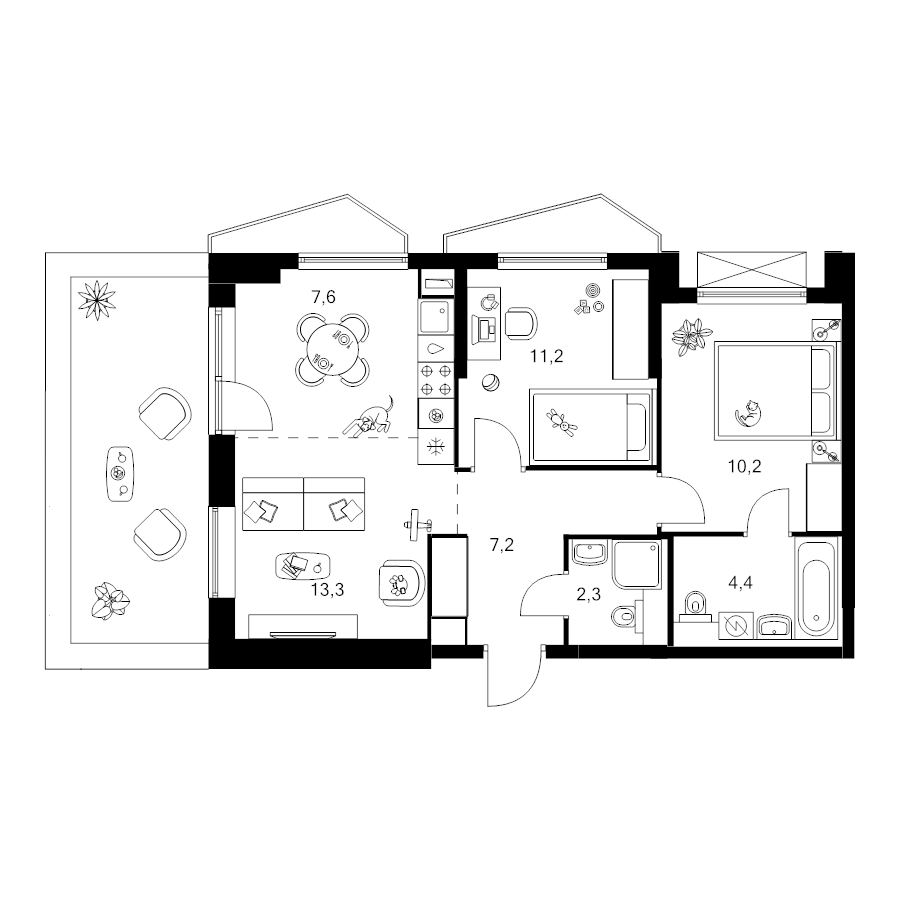 3 ккв (Евро) 60,3 м²