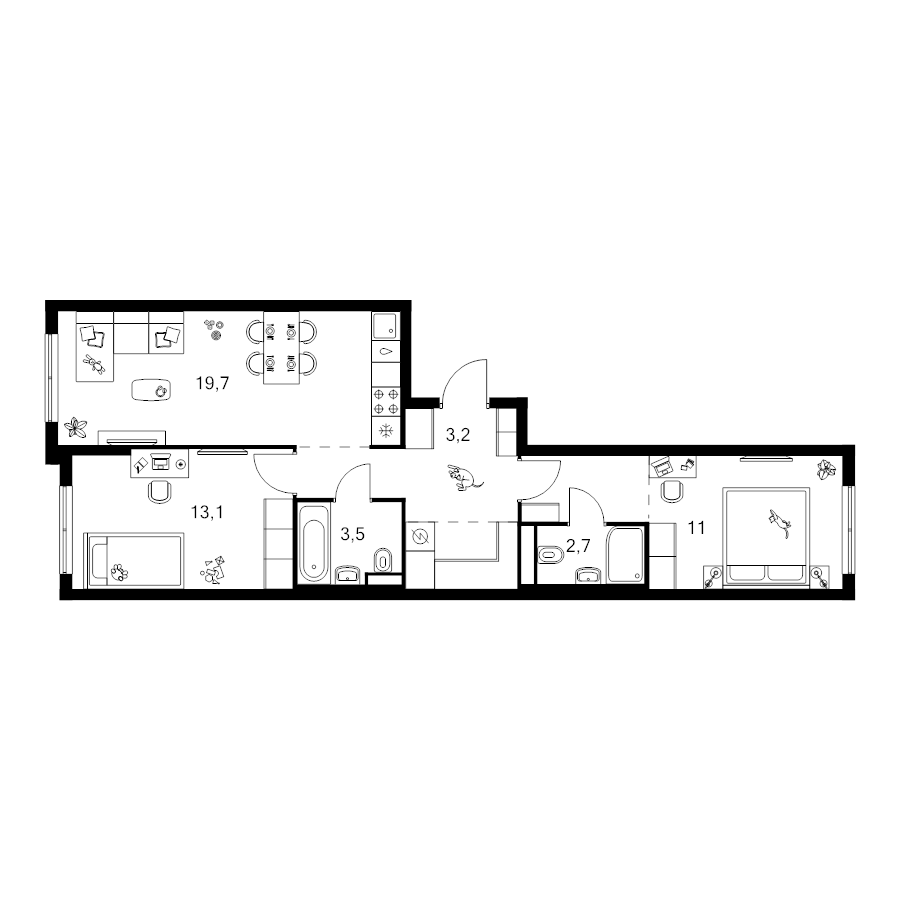 3 ккв (Евро) 64,6 м²