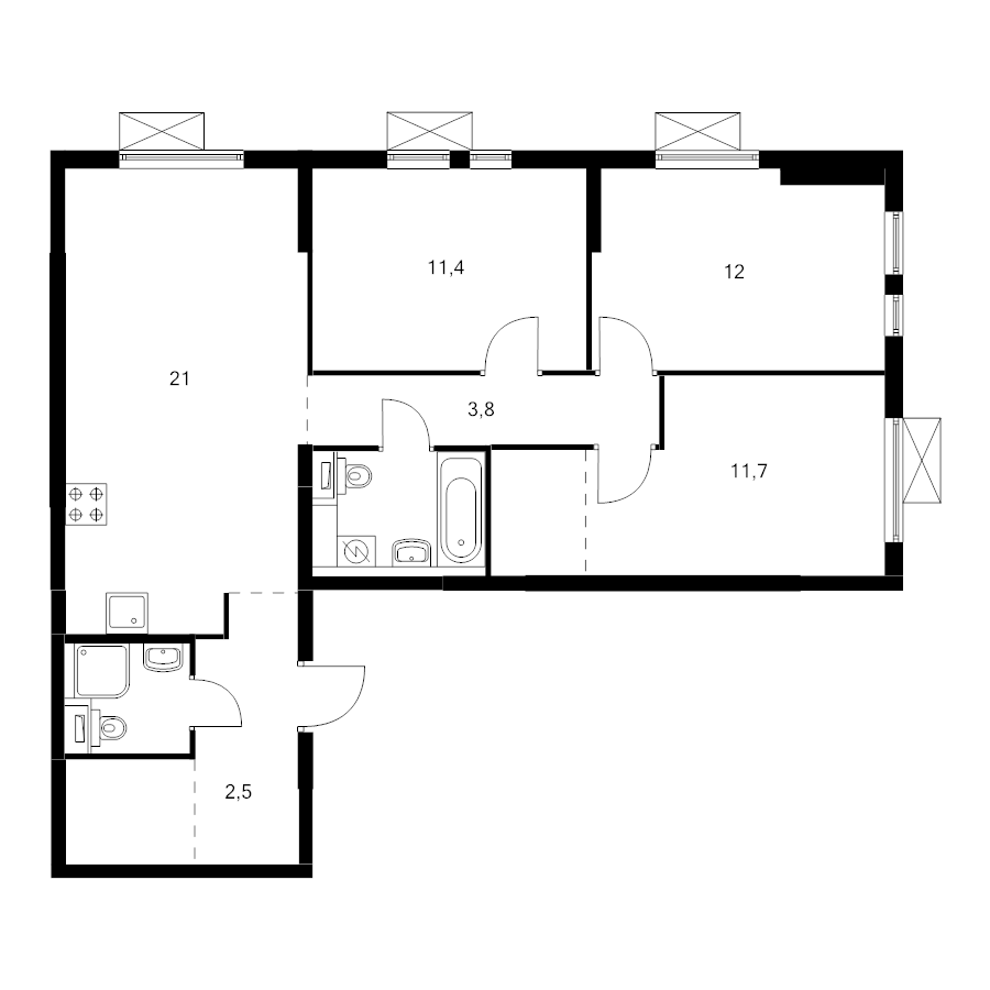 4 ккв (Евро) 77,9 м²