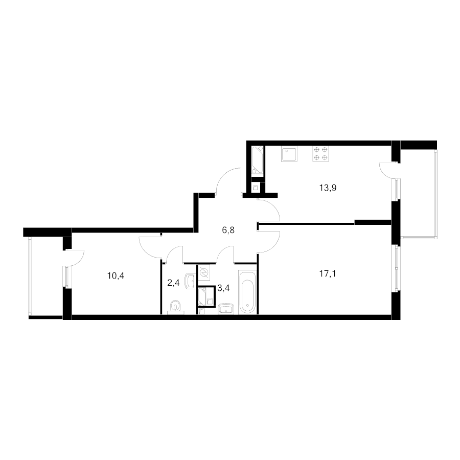 2 ккв 58 м²