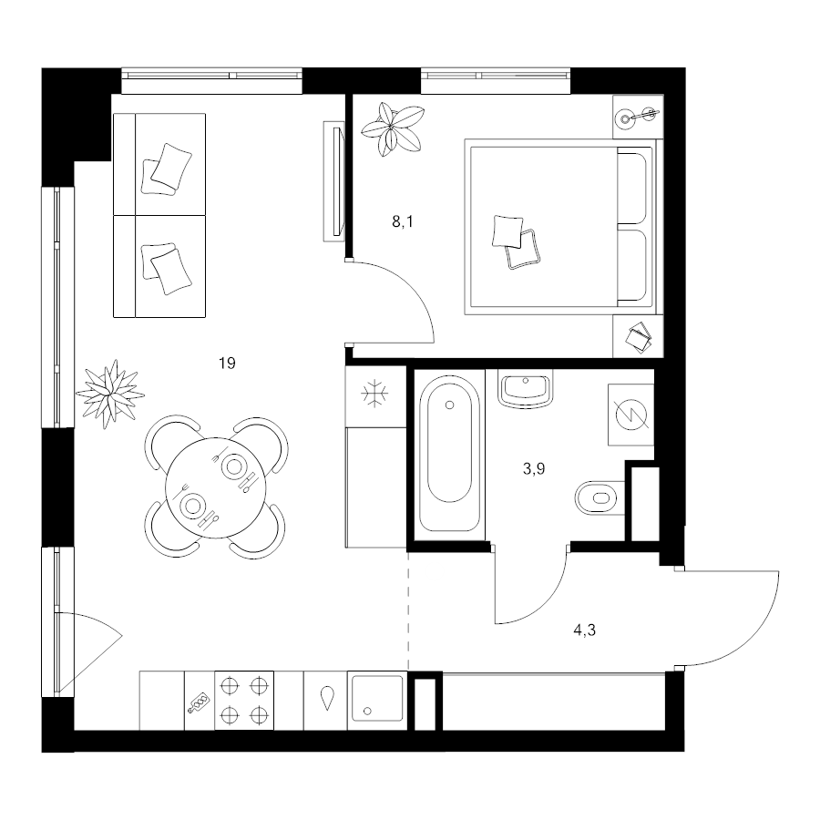 2 ккв (Евро) 35,3 м²