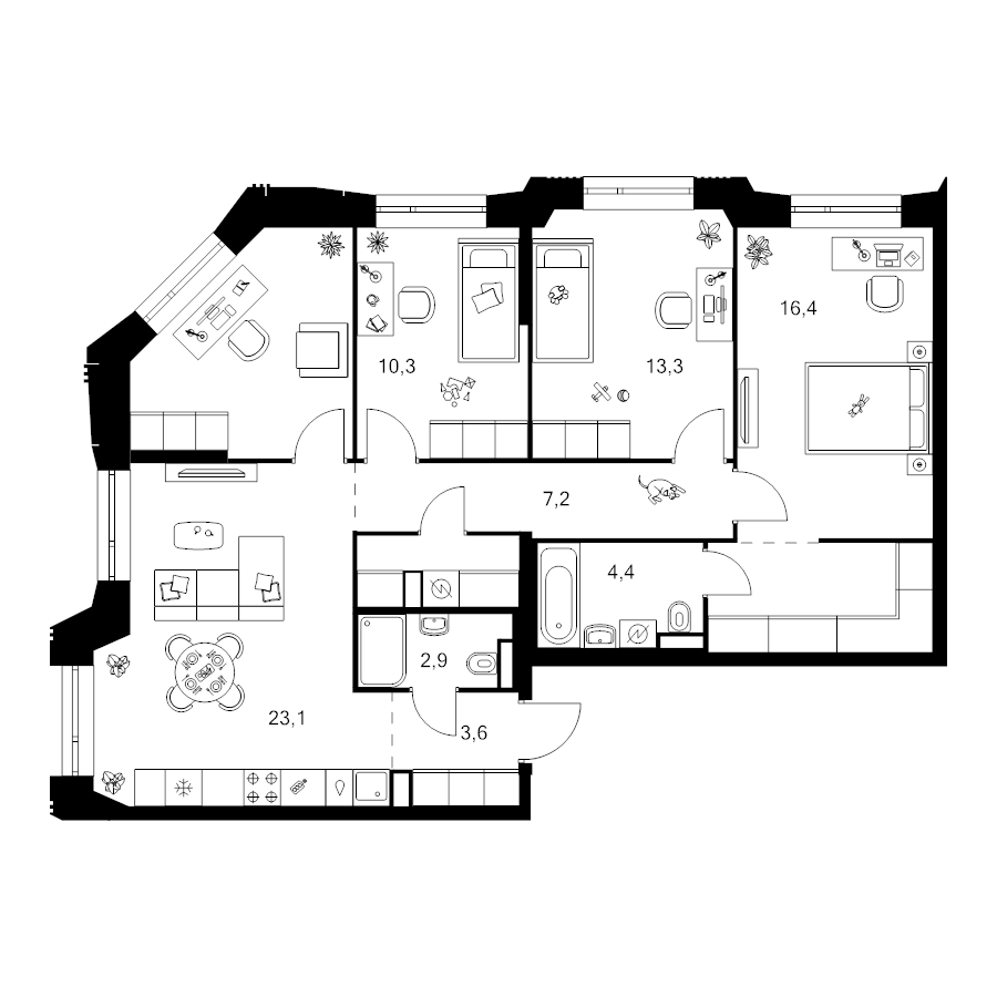 5 ккв (Евро) 101,8 м²