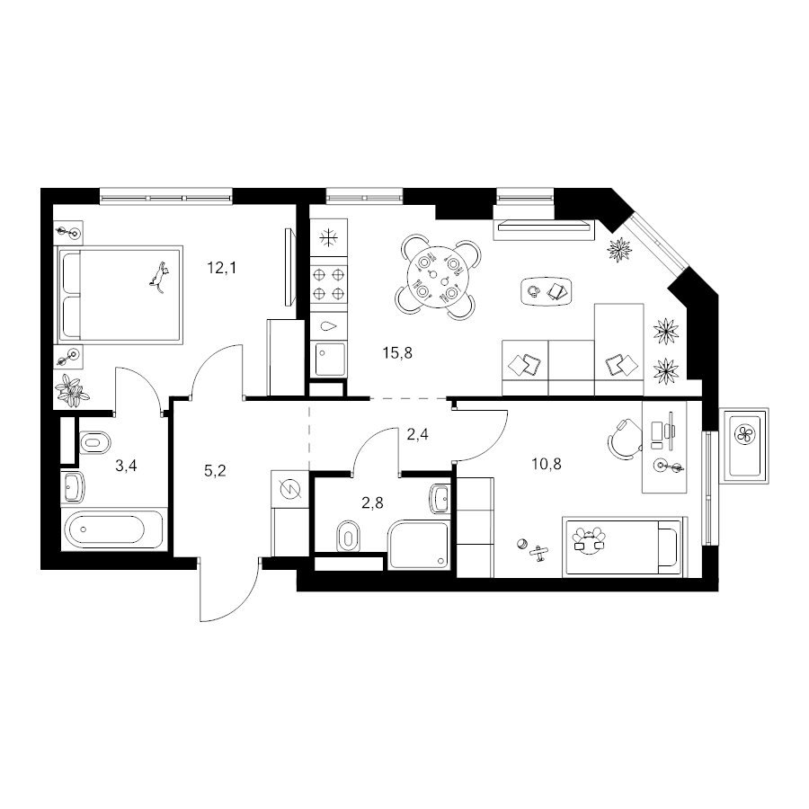 3 ккв (Евро) 52,5 м²