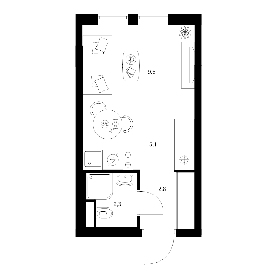 Студия 19,8 м²