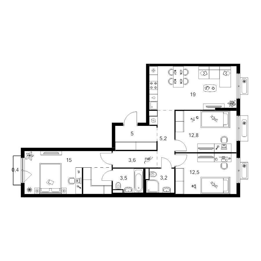 4 ккв (Евро) 84,1 м²