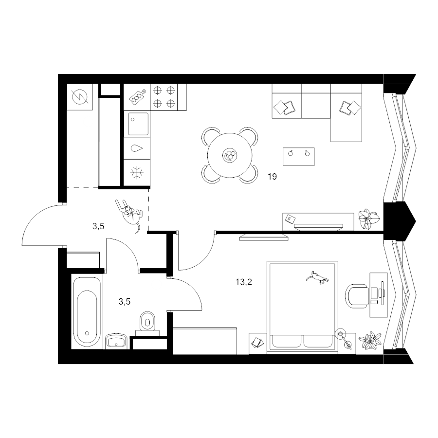 2 ккв (Евро) 41,8 м²
