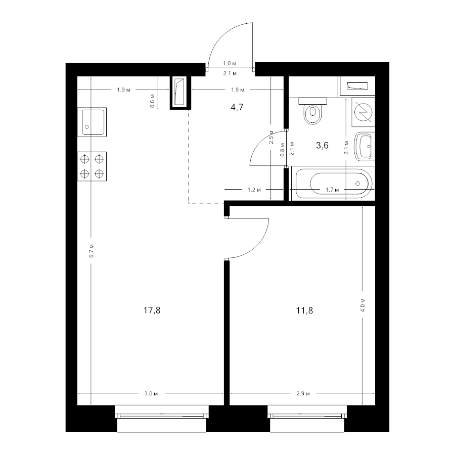 2 ккв (Евро) 37,9 м²