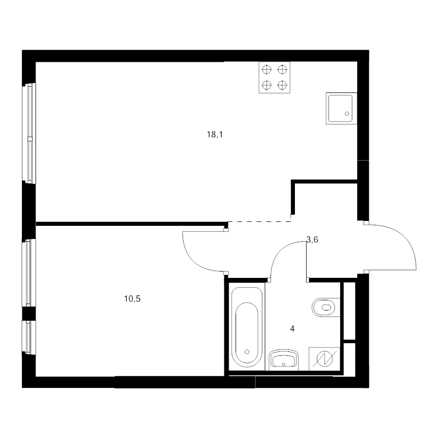 2 ккв (Евро) 36,2 м²