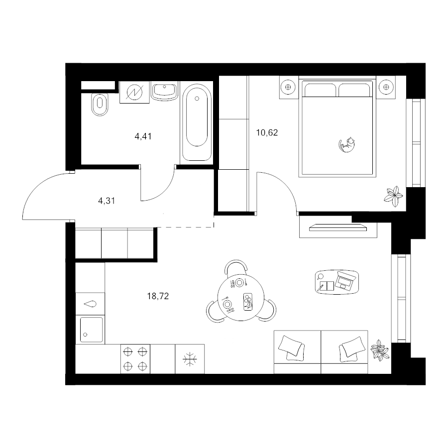 2 ккв (Евро) 38,4 м²