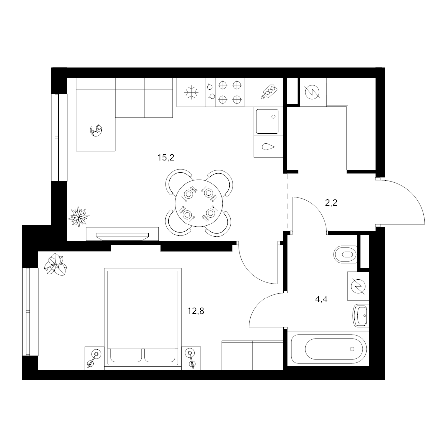 2 ккв (Евро) 37,9 м²