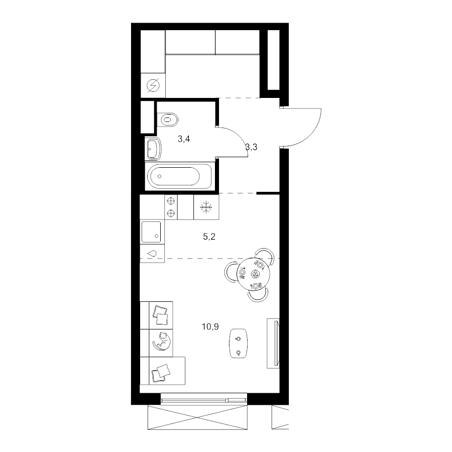 Студия 27,5 м²