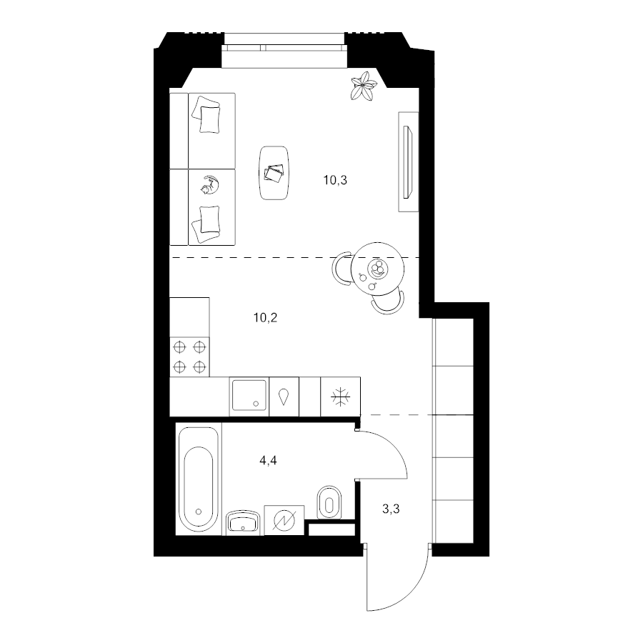 Студия 29 м²