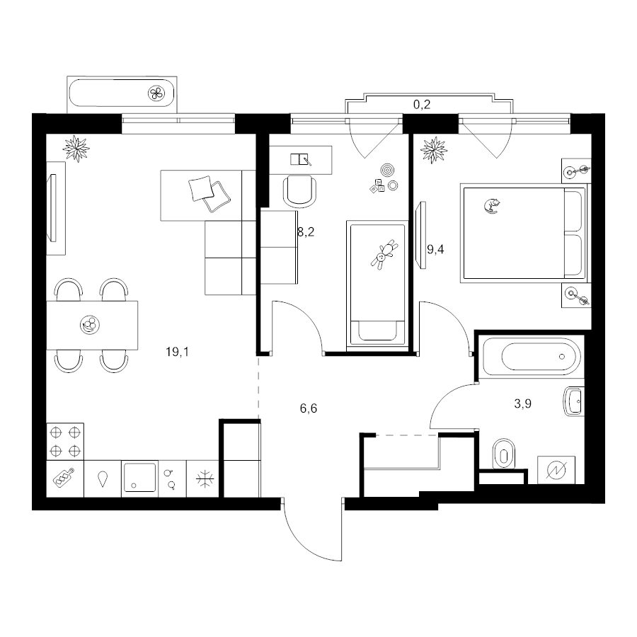 3 ккв (Евро) 49 м²