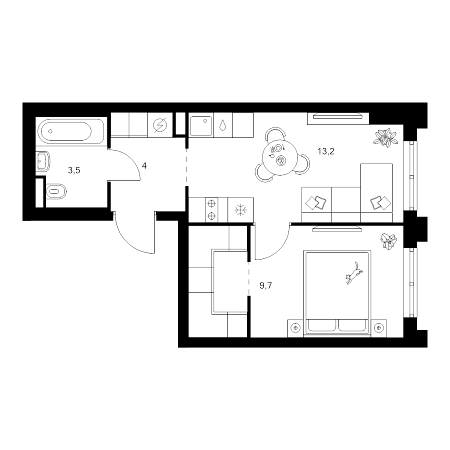 1 ккв 34,1 м²
