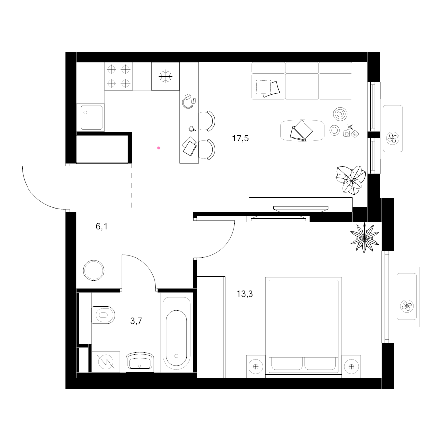 2 ккв (Евро) 40,6 м²