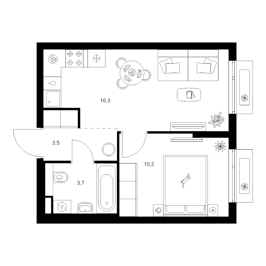 2 ккв (Евро) 33,7 м²