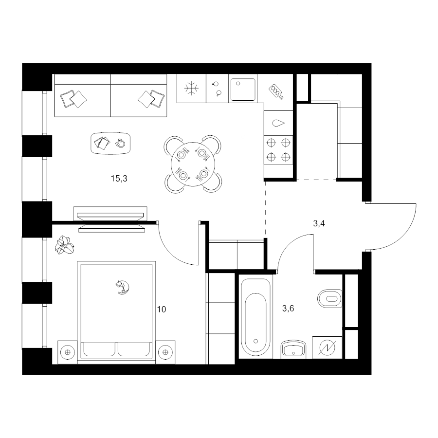 2 ккв (Евро) 35 м²
