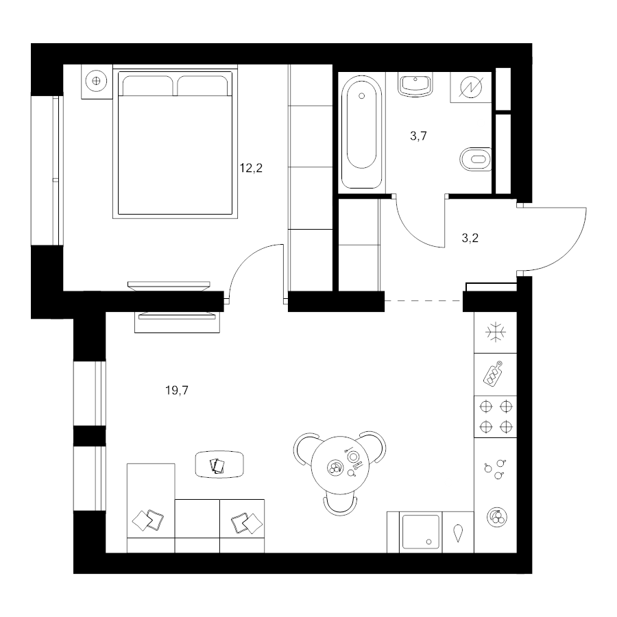 2 ккв (Евро) 38,8 м²