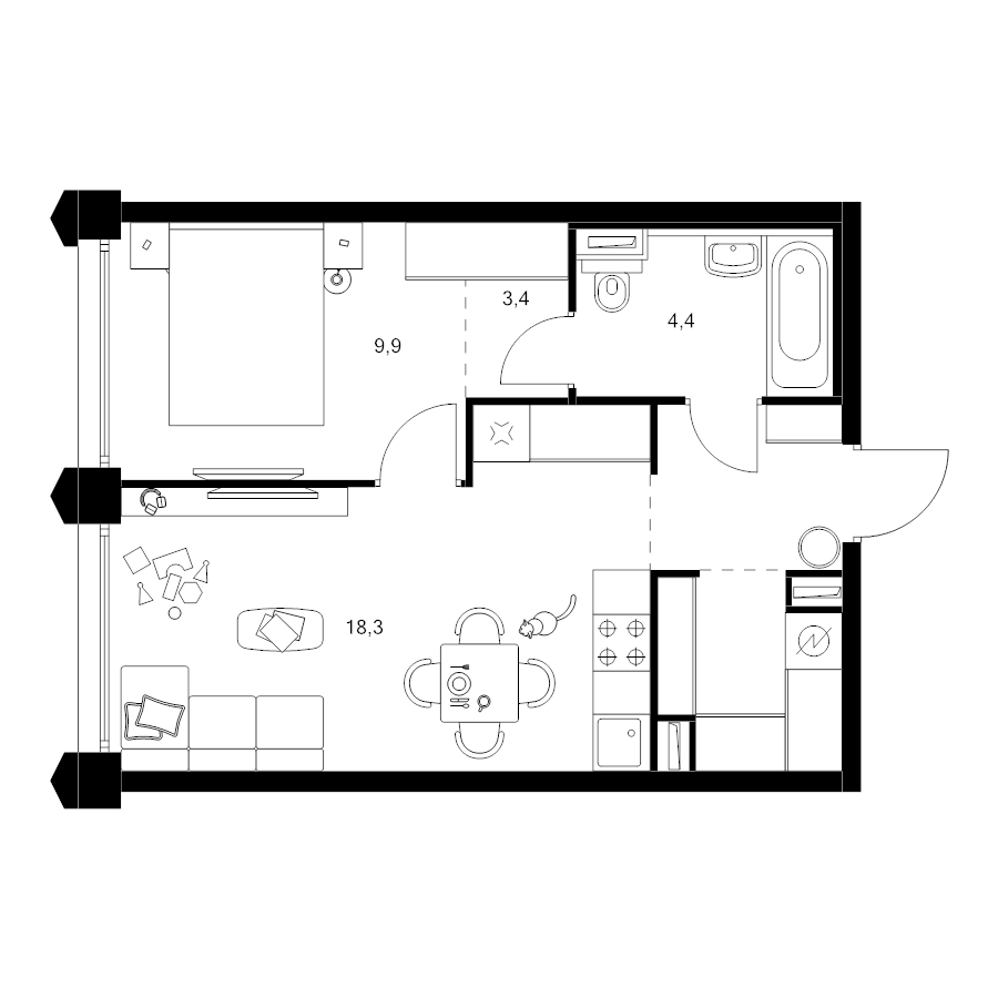 2 ккв (Евро) 41,5 м²
